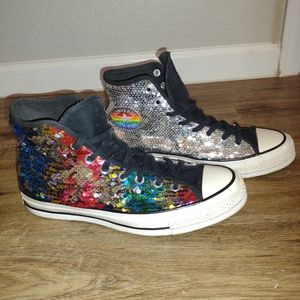 Converse Chuck Taylor All-Star Rainbow  High Top Sequin Sneakers Shoes Mens 9.5